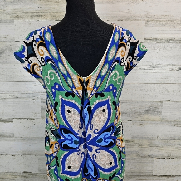 Anthropologie Maeve Folksong V-Neck Bird Print Shift Dress XS Whimsical Unique - Picture 7 of 13